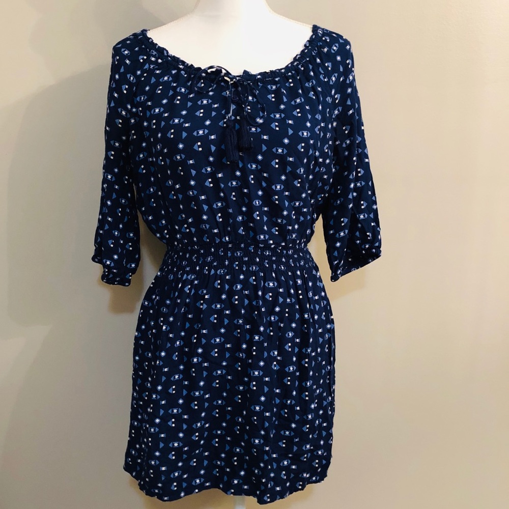 Red Camel Bohemian Style Blue Dress Banded